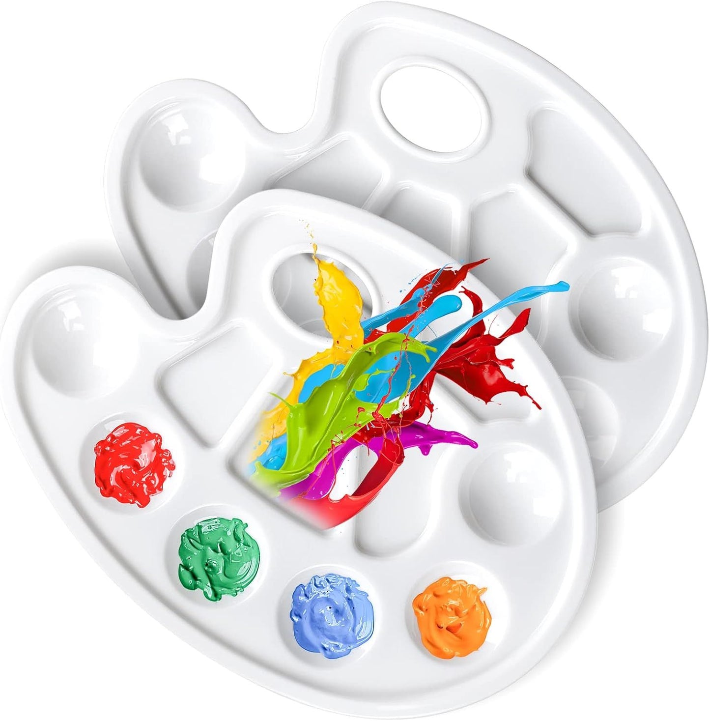 2PCS Oval Paint Palette Tray Plastic Paint Mixing Palette for Kids