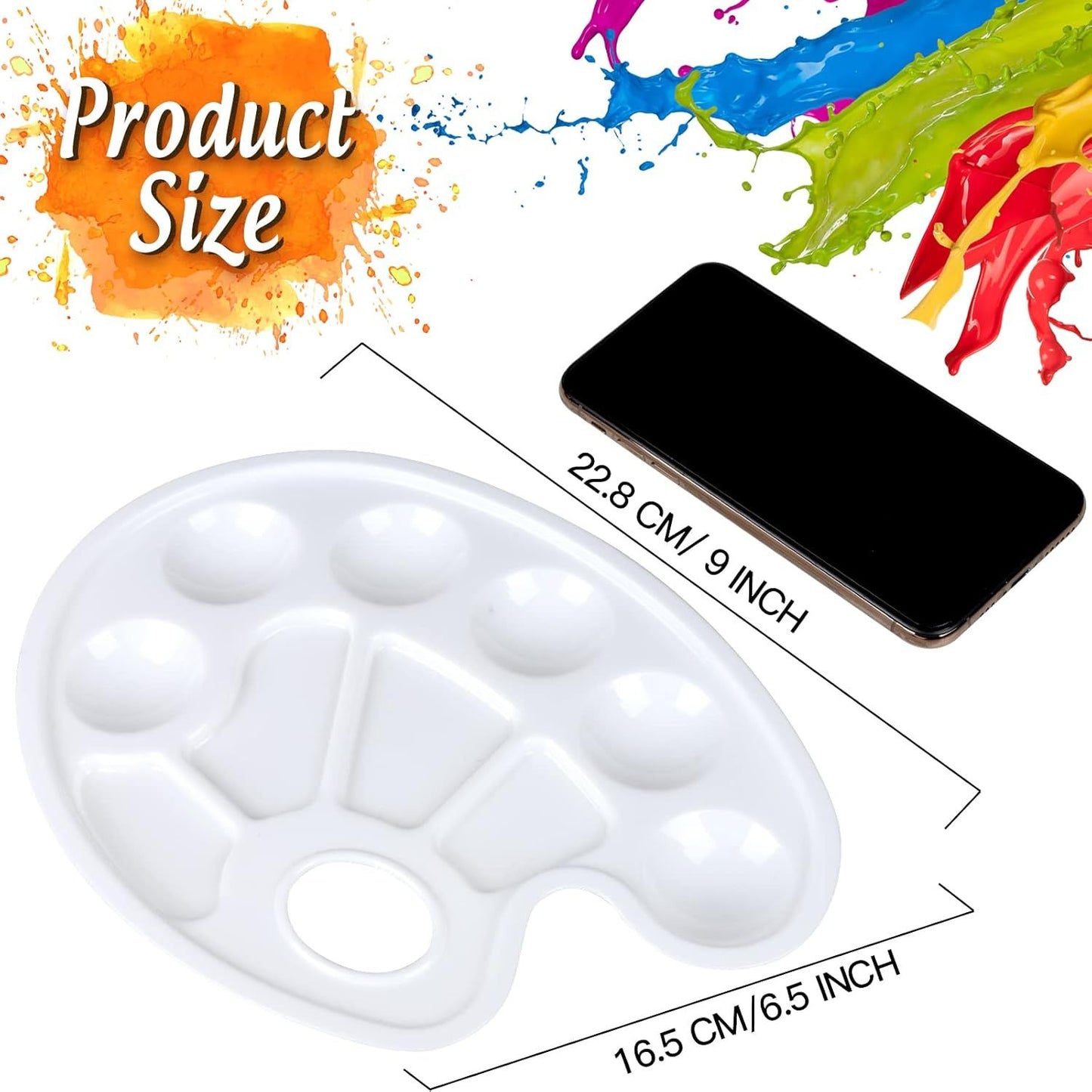 2PCS Oval Paint Palette Tray Plastic Paint Mixing Palette for Kids