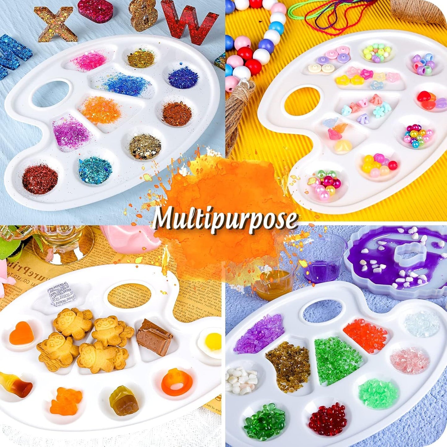 2PCS Oval Paint Palette Tray Plastic Paint Mixing Palette for Kids