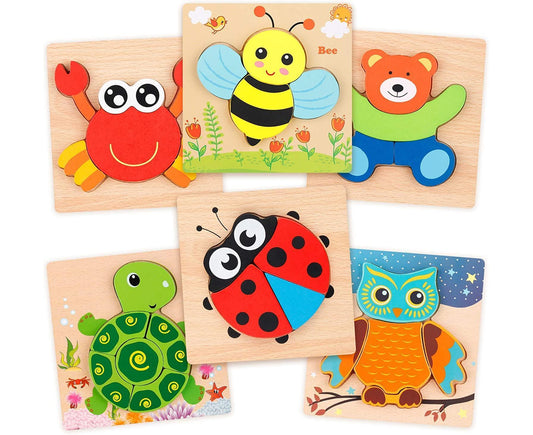 Montessori Wooden Animal Puzzle Set for Early Learning & Fine Motor Development