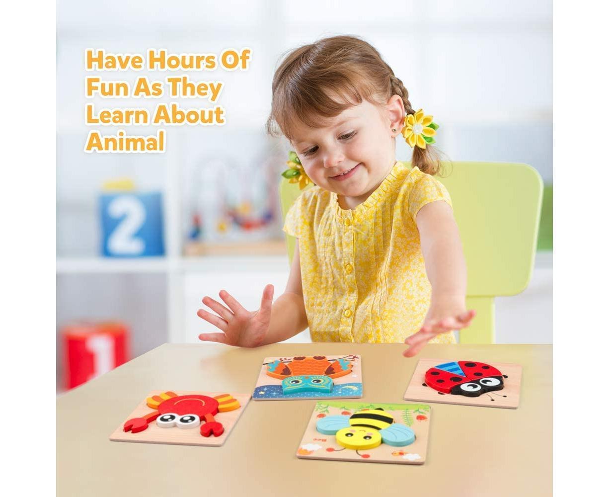 Montessori Wooden Animal Puzzle Set for Early Learning & Fine Motor Development