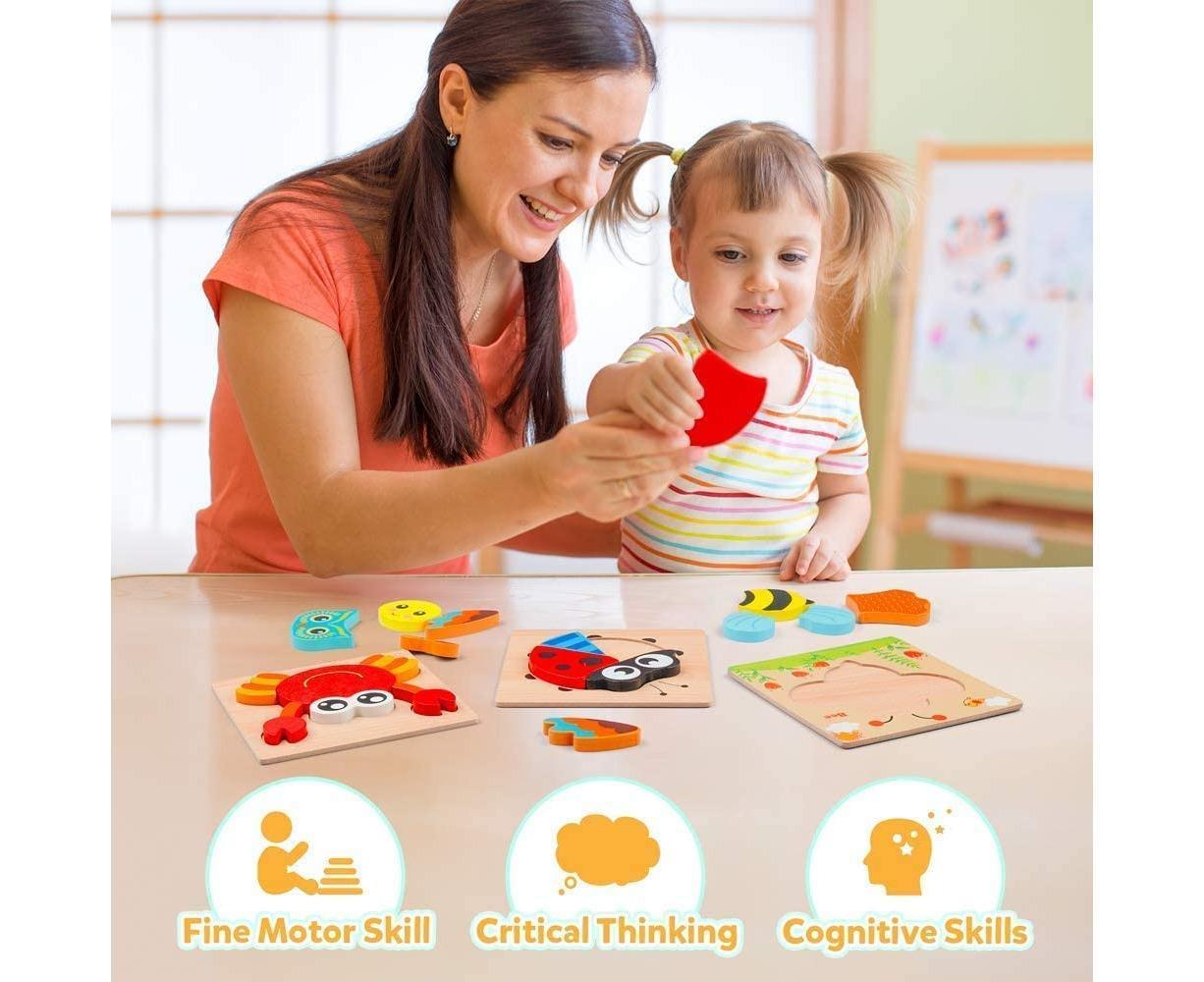 Montessori Wooden Animal Puzzle Set for Early Learning & Fine Motor Development