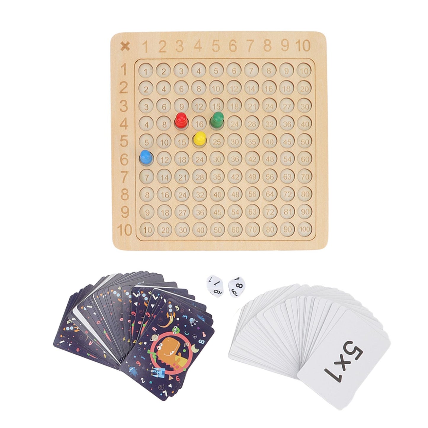 Montessori Wooden Multiplication Board Game – Kids Math Learning Toy with Cards & Dice