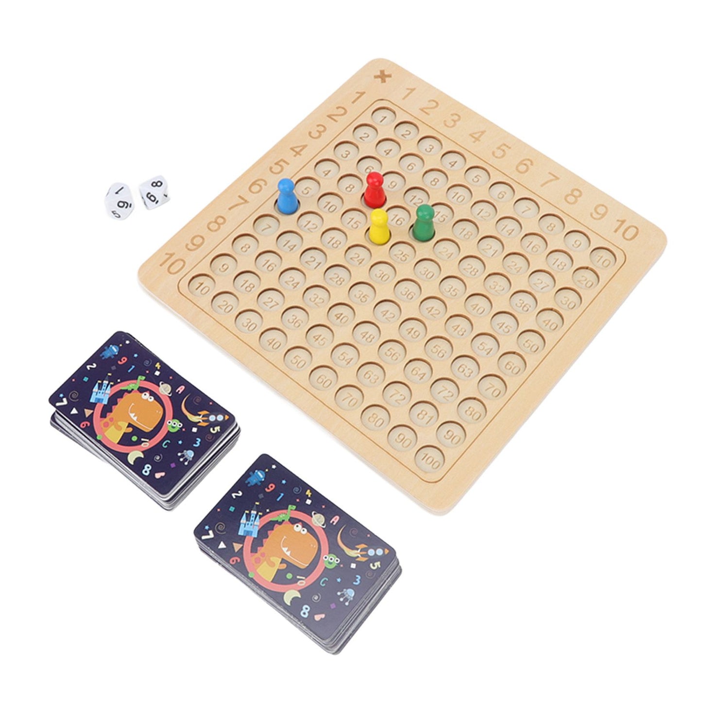 Montessori Wooden Multiplication Board Game – Kids Math Learning Toy with Cards & Dice