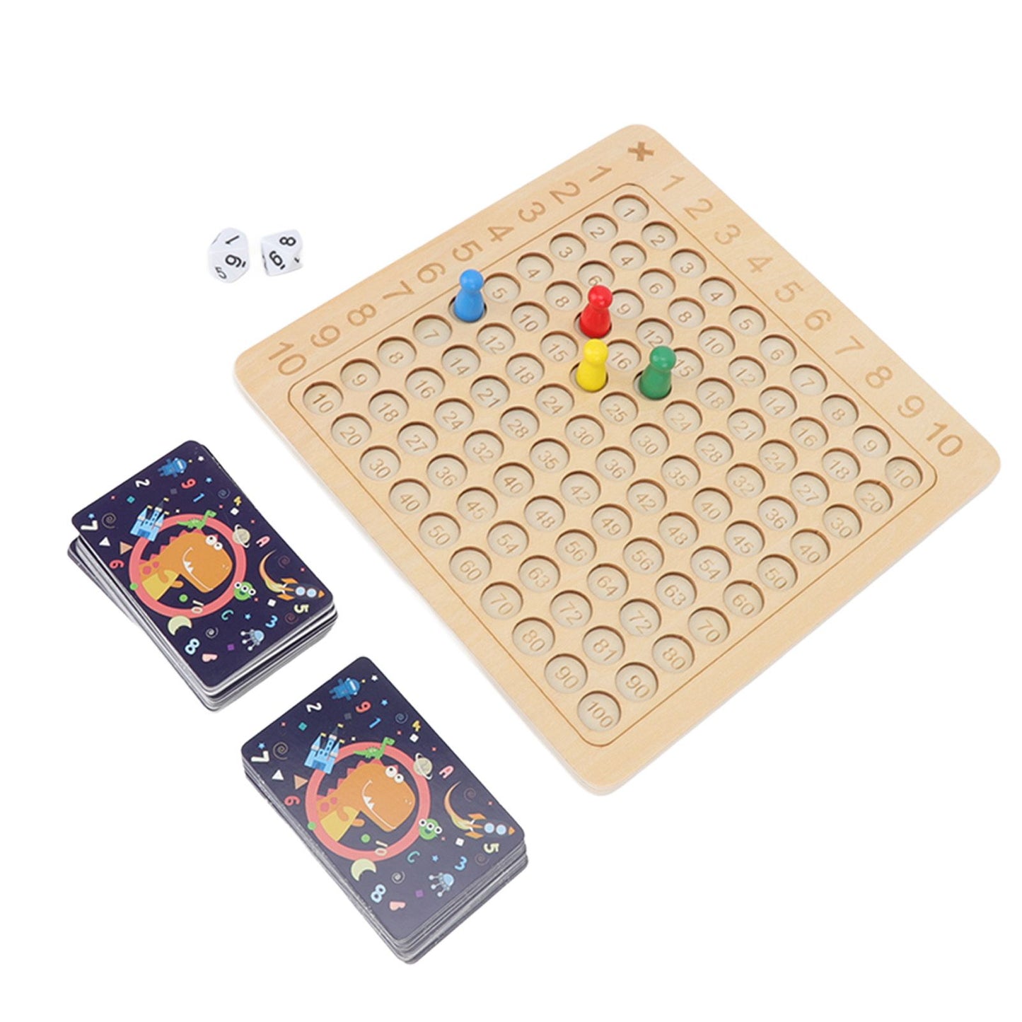 Montessori Wooden Multiplication Board Game – Kids Math Learning Toy with Cards & Dice