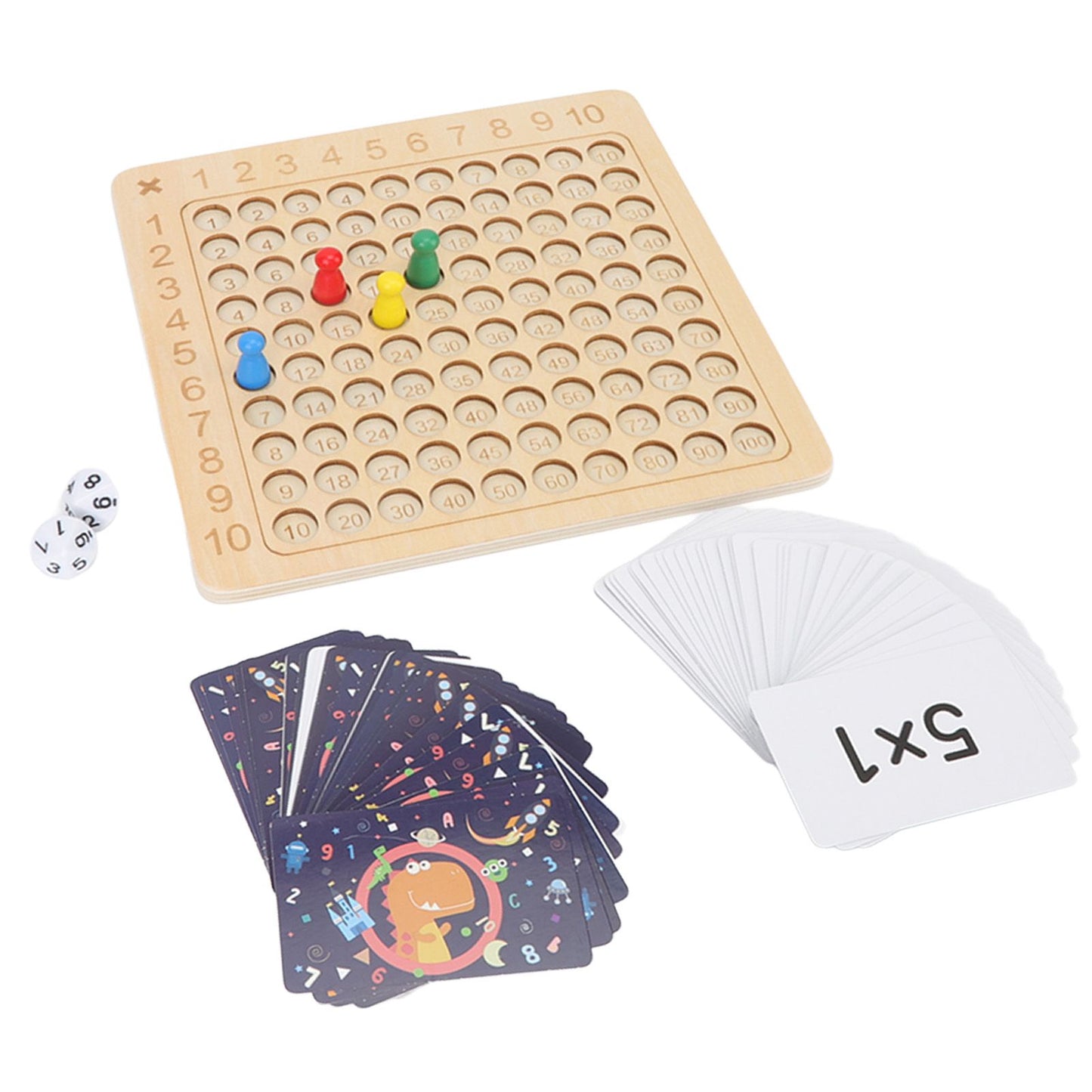 Montessori Wooden Multiplication Board Game – Kids Math Learning Toy with Cards & Dice