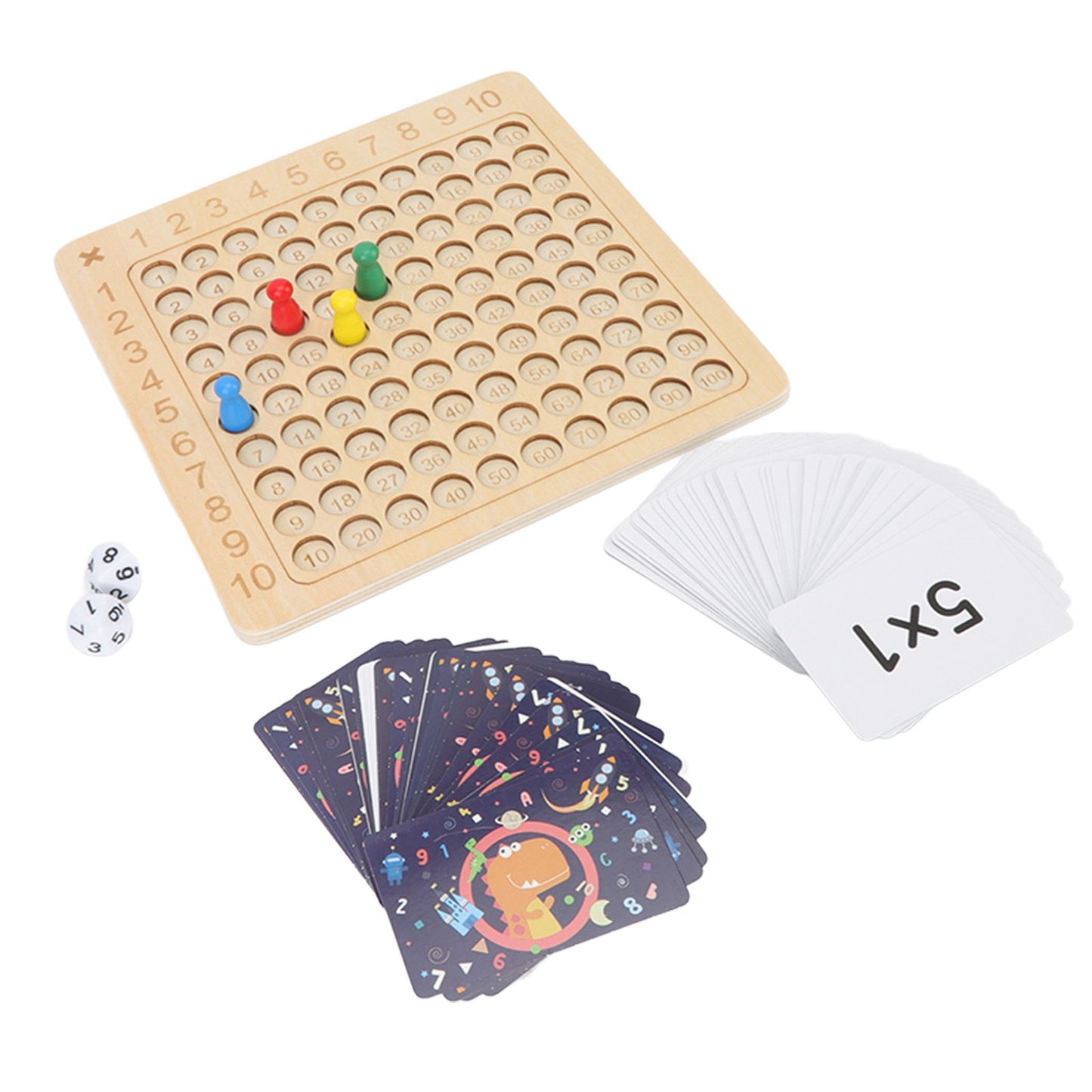Montessori Wooden Multiplication Board Game – Kids Math Learning Toy with Cards & Dice