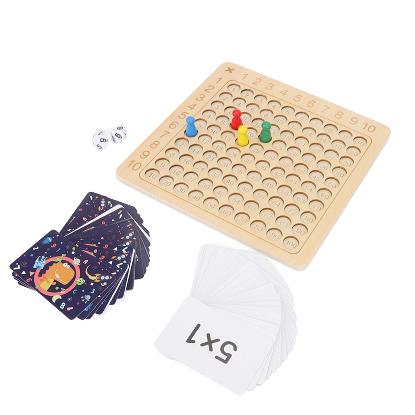 Montessori Wooden Multiplication Board Game – Kids Math Learning Toy with Cards & Dice