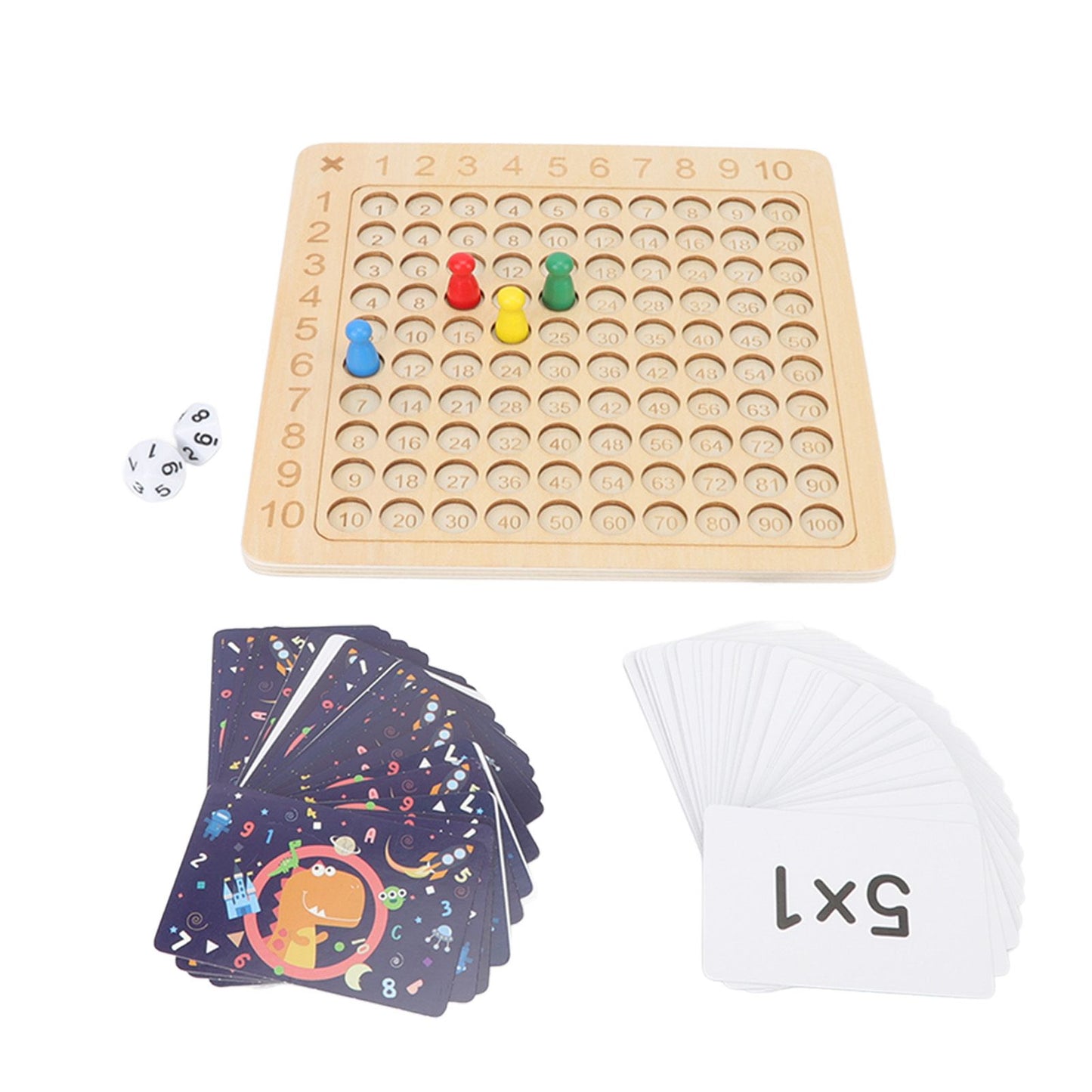 Montessori Wooden Multiplication Board Game – Kids Math Learning Toy with Cards & Dice