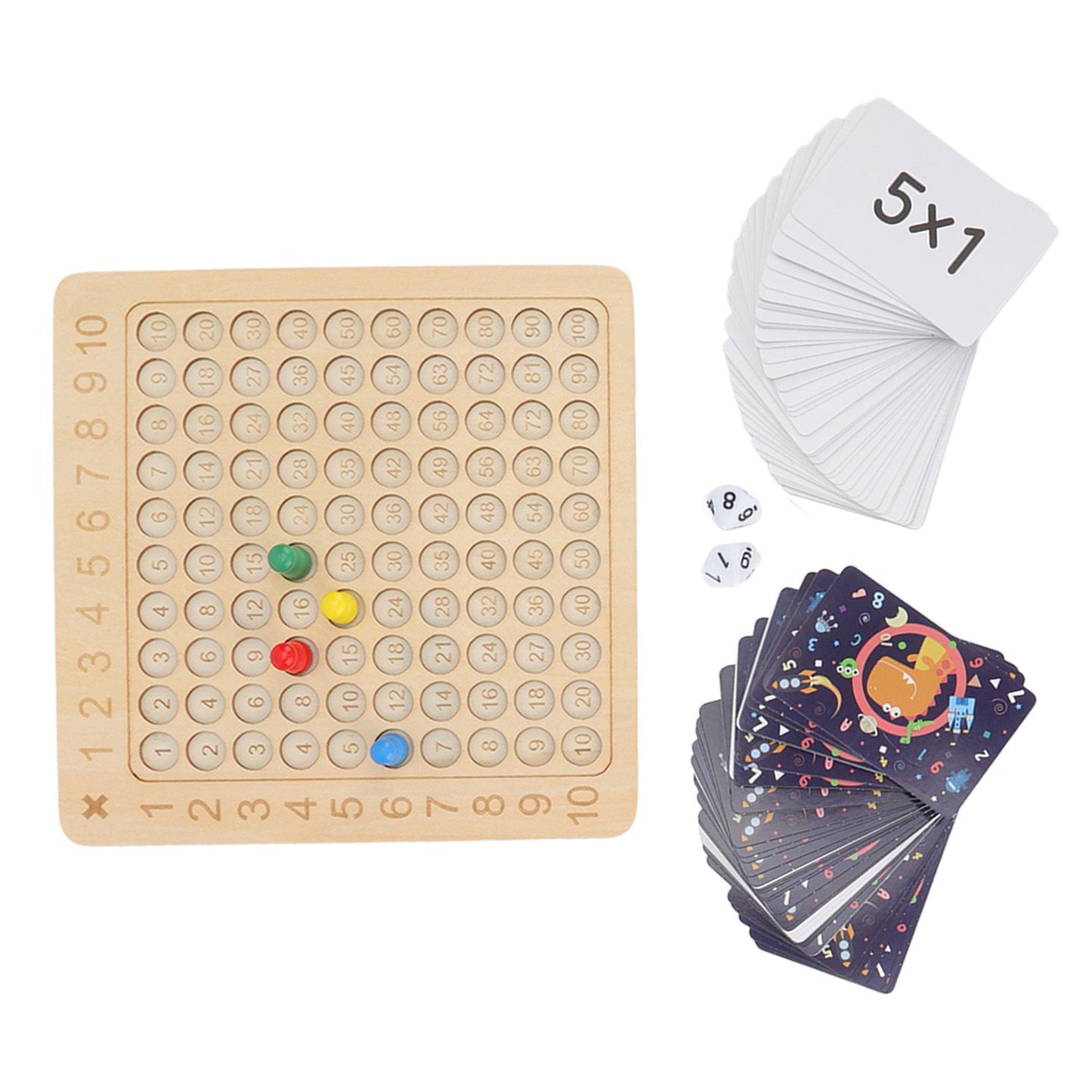 Montessori Wooden Multiplication Board Game – Kids Math Learning Toy with Cards & Dice