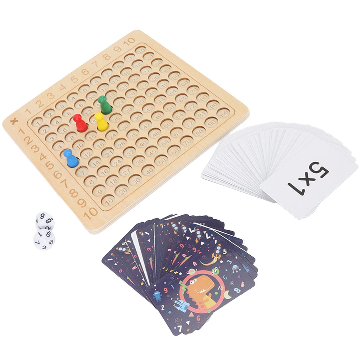Montessori Wooden Multiplication Board Game – Kids Math Learning Toy with Cards & Dice