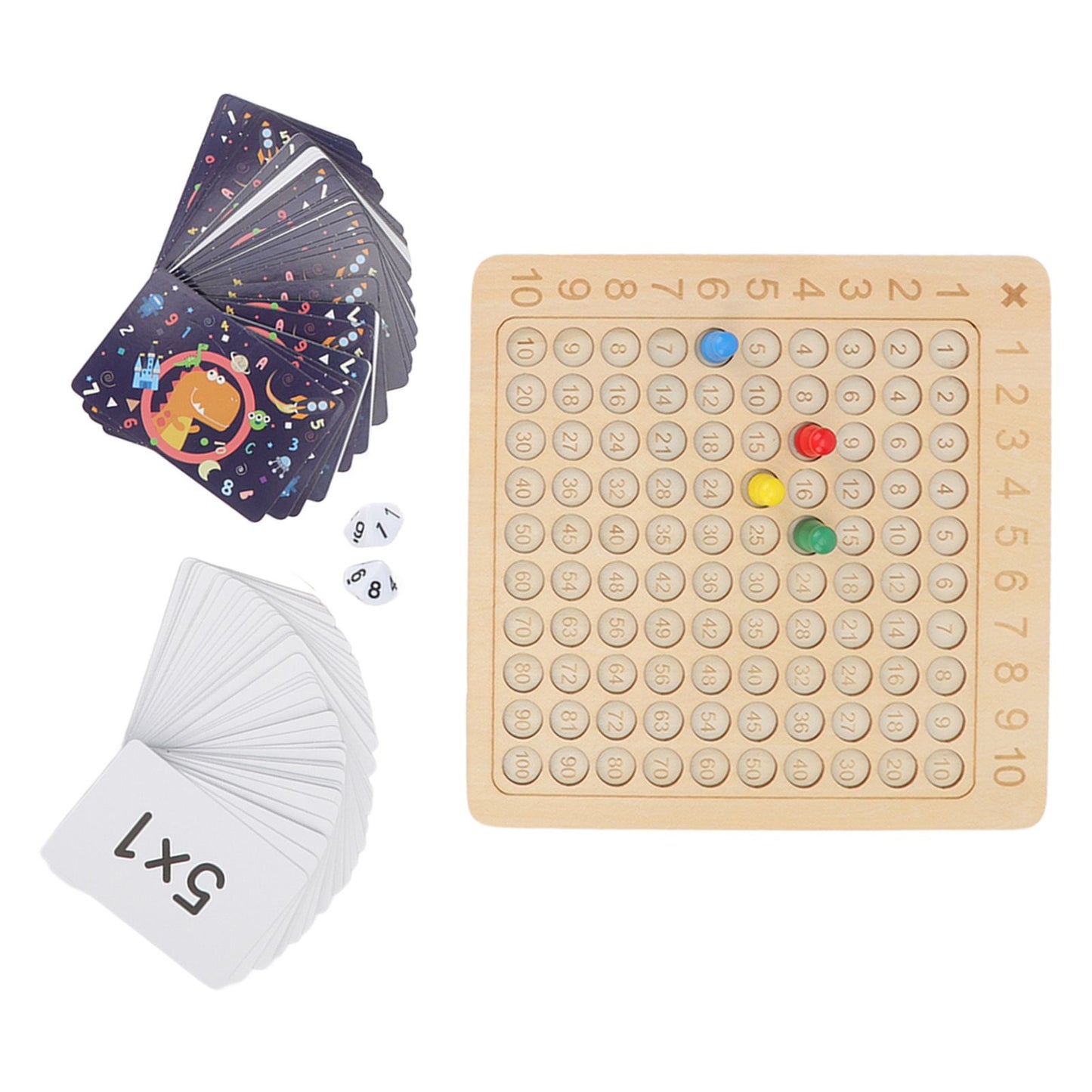 Montessori Wooden Multiplication Board Game – Kids Math Learning Toy with Cards & Dice