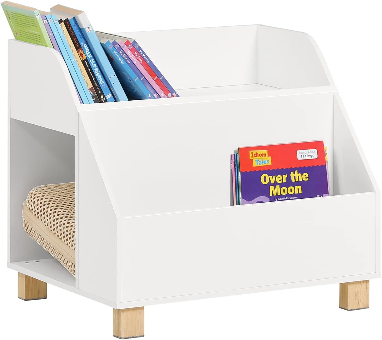 Kids Storage Bookcase – 3 Compartment Toy & Book Organiser White
