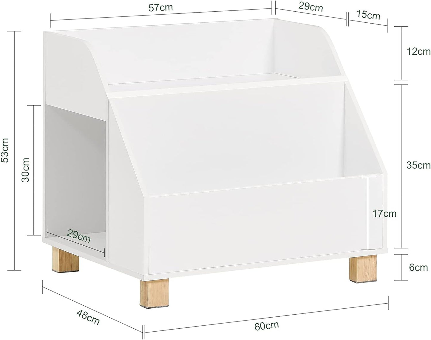 Kids Storage Bookcase – 3 Compartment Toy & Book Organiser White