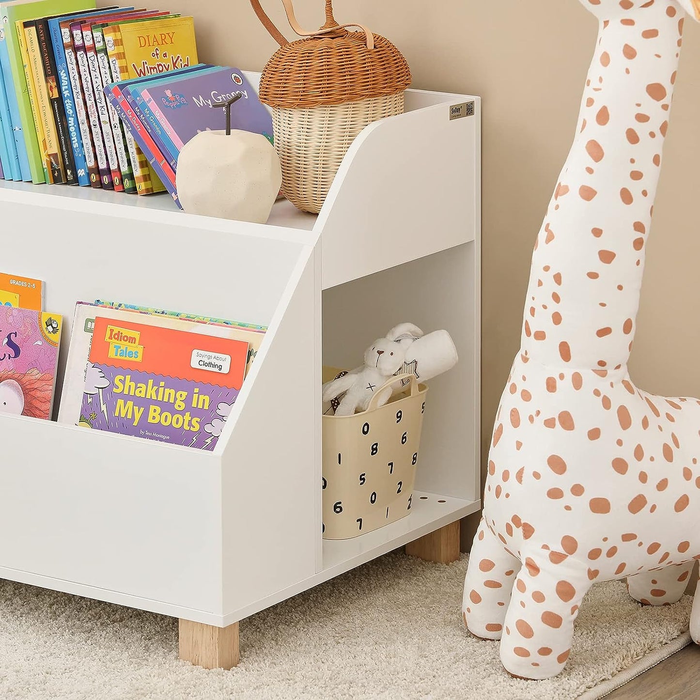 Kids Storage Bookcase – 3 Compartment Toy & Book Organiser White