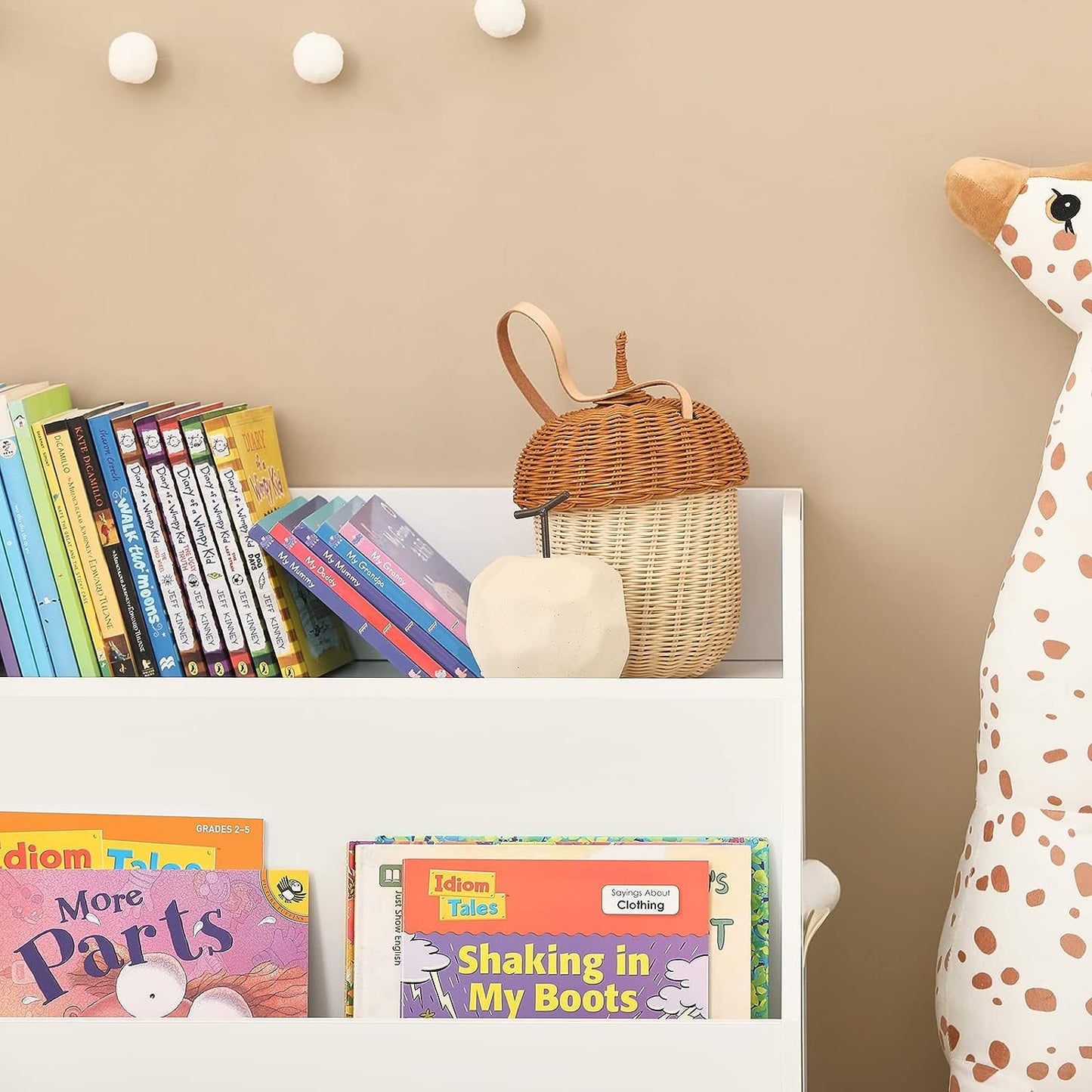 Kids Storage Bookcase – 3 Compartment Toy & Book Organiser White