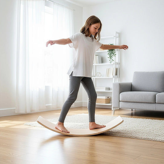 Wooden Balance Board for Kids – Montessori Wobble Board Balance Beam Toy