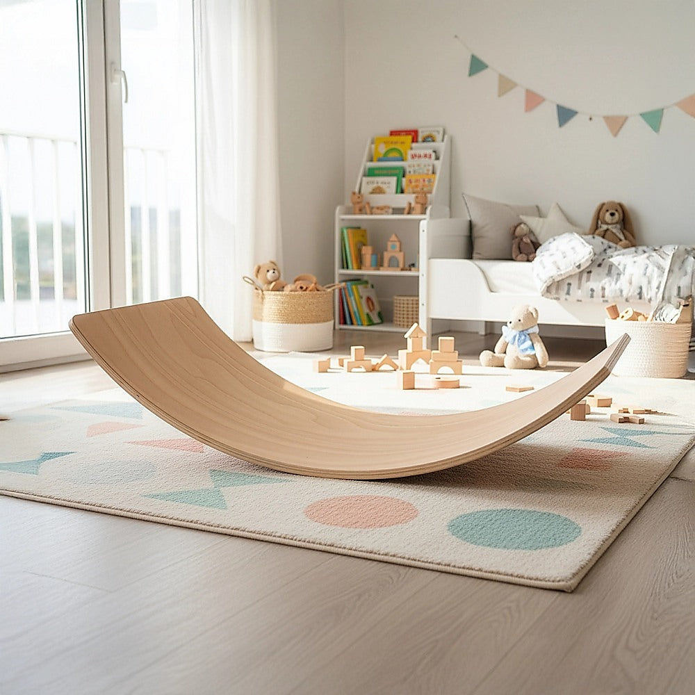Wooden Balance Board for Kids – Montessori Wobble Board Balance Beam Toy