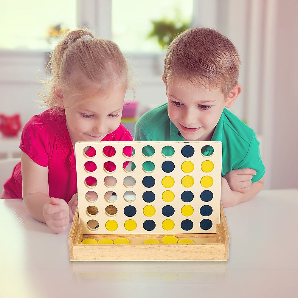 Wooden 4 In A Row Board Game for Kids & Families