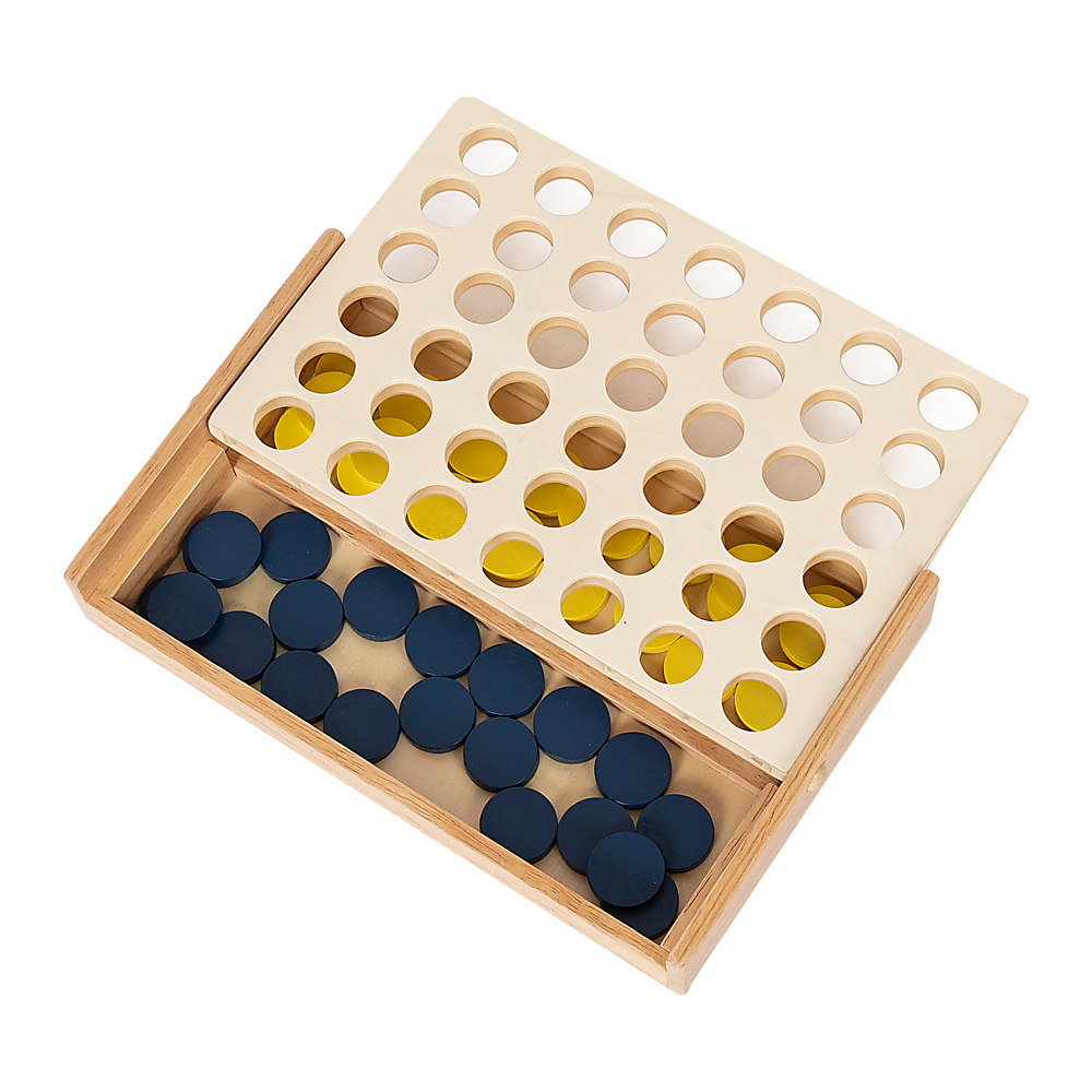 Wooden 4 In A Row Board Game for Kids & Families