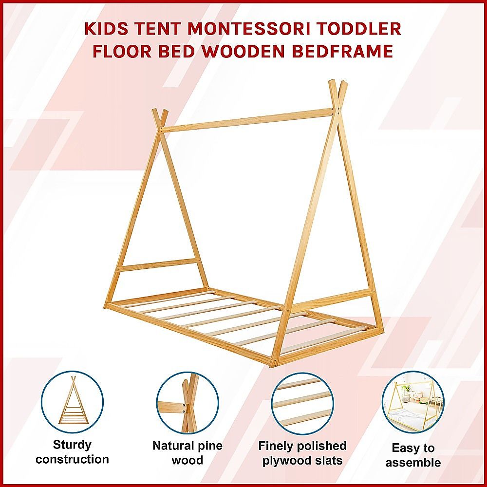 Montessori King Single Floor Bed for Kids – Wooden House Bed Frame