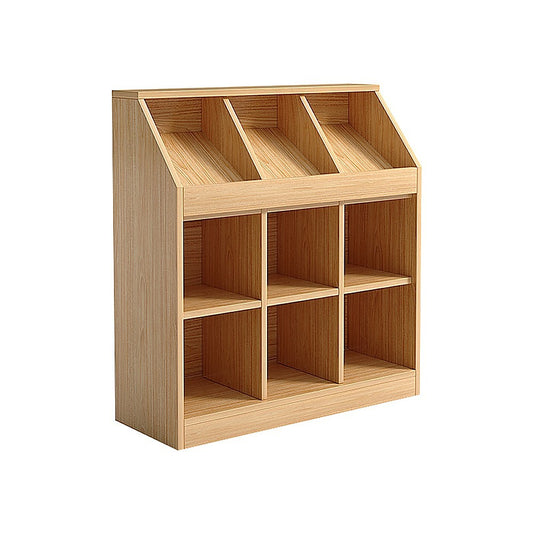Slanted Top Kids Bookshelf Storage Cabinet Classroom Bookcase Oak
