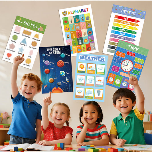 12-Pack Educational Posters for Kids – Laminated Preschool & Prep Learning Charts