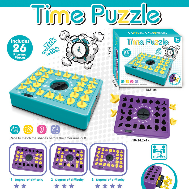 Montessori Time Puzzle Shape Matching Game for Kids – Educational Memory & Logic Board Game with Timer