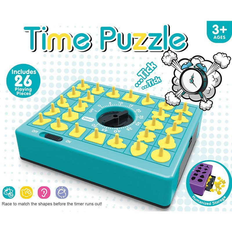 Montessori Time Puzzle Shape Matching Game for Kids – Educational Memory & Logic Board Game with Timer