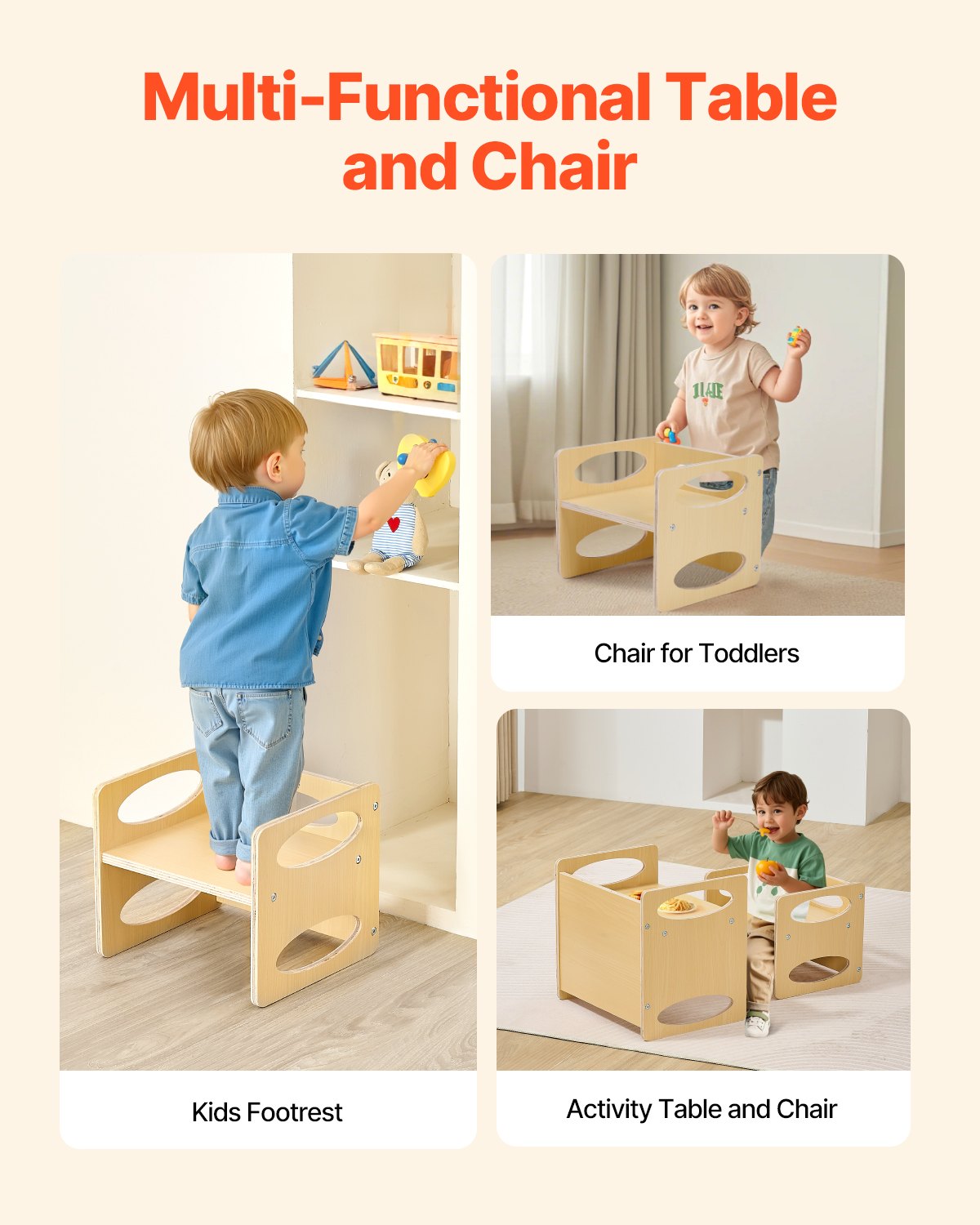 Montessori Weaning Table & Chair Set – Adjustable Wooden Toddler Learning Table