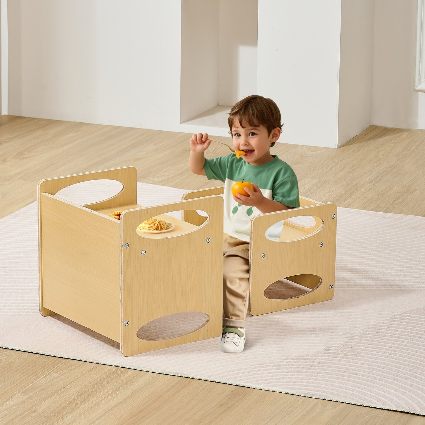 Montessori Weaning Table & Chair Set – Adjustable Wooden Toddler Learning Table