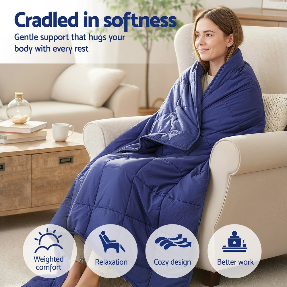 Giselle Bedding Weighted Blanket 6.8KG Deep Touch Pressure Relaxation Blanket Blue 122x198cm