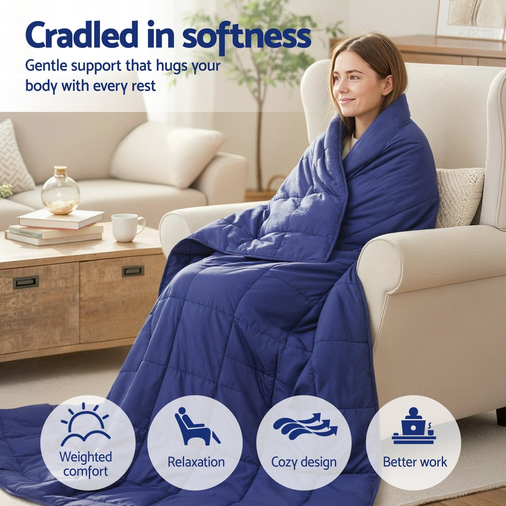 Giselle Bedding Weighted Blanket 9KG Deep Touch Pressure Relaxation Blanket Blue 152x203cm