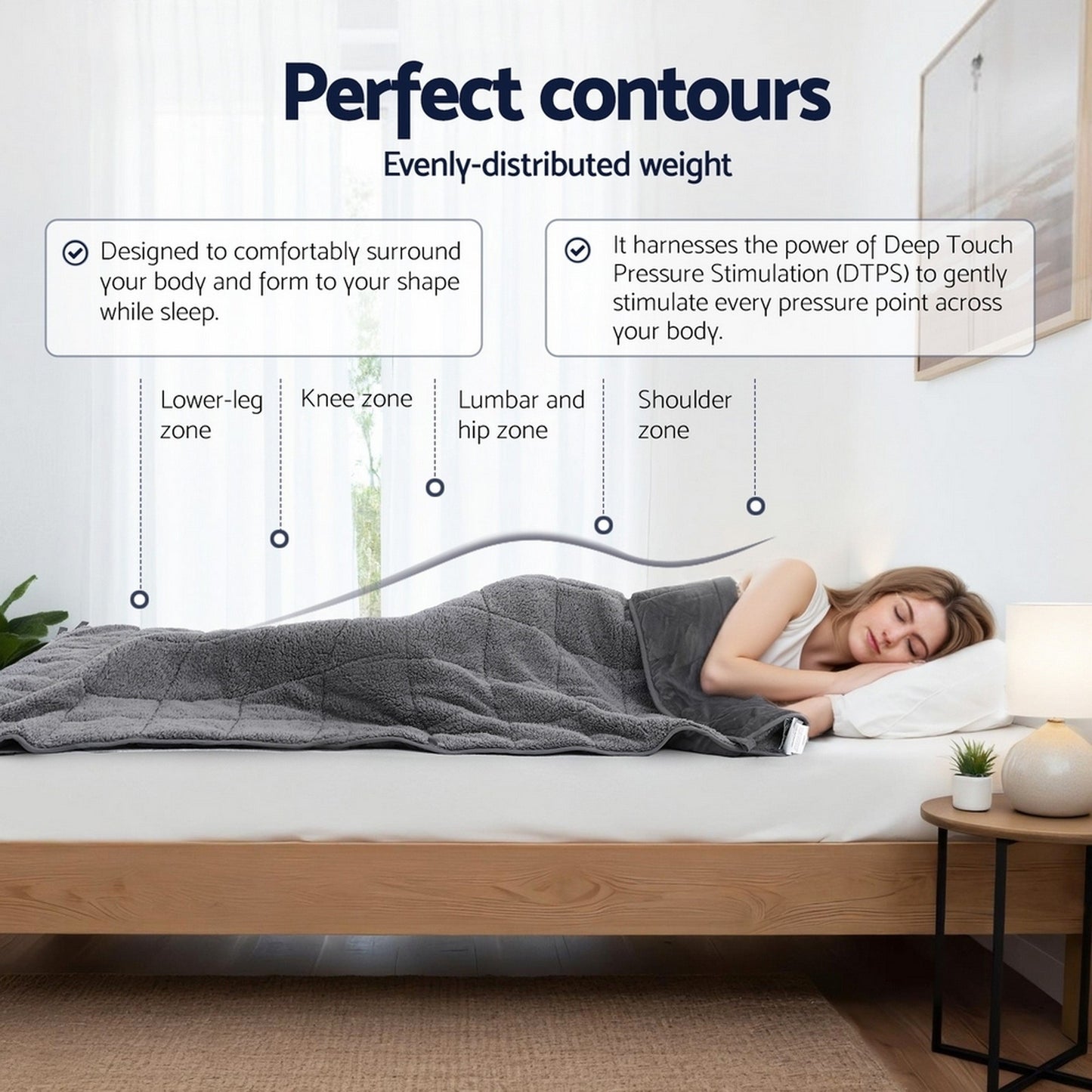 Giselle Bedding 4.5KG Weighted Blanket Sherpa Fleece Comfort Blanket Grey 104x152cm