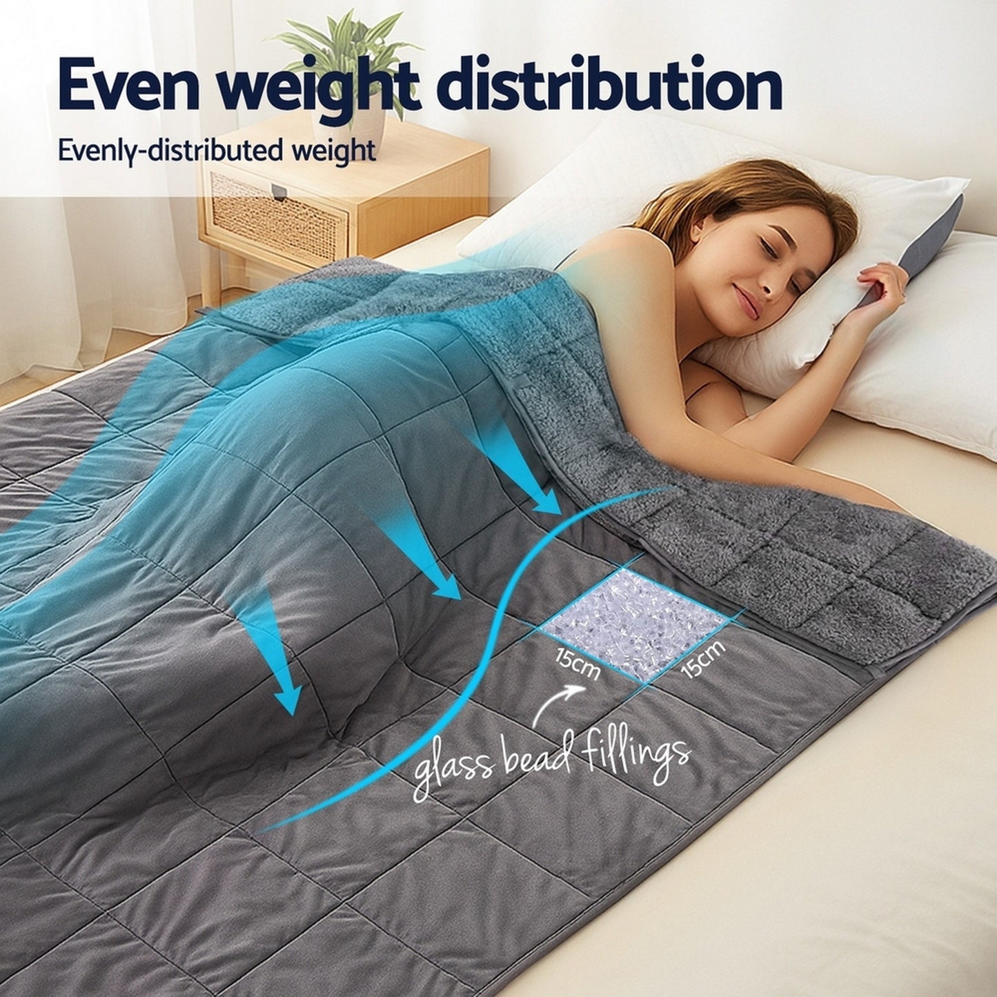 Giselle Bedding 4.5KG Weighted Blanket Sherpa Fleece Comfort Blanket Grey 104x152cm