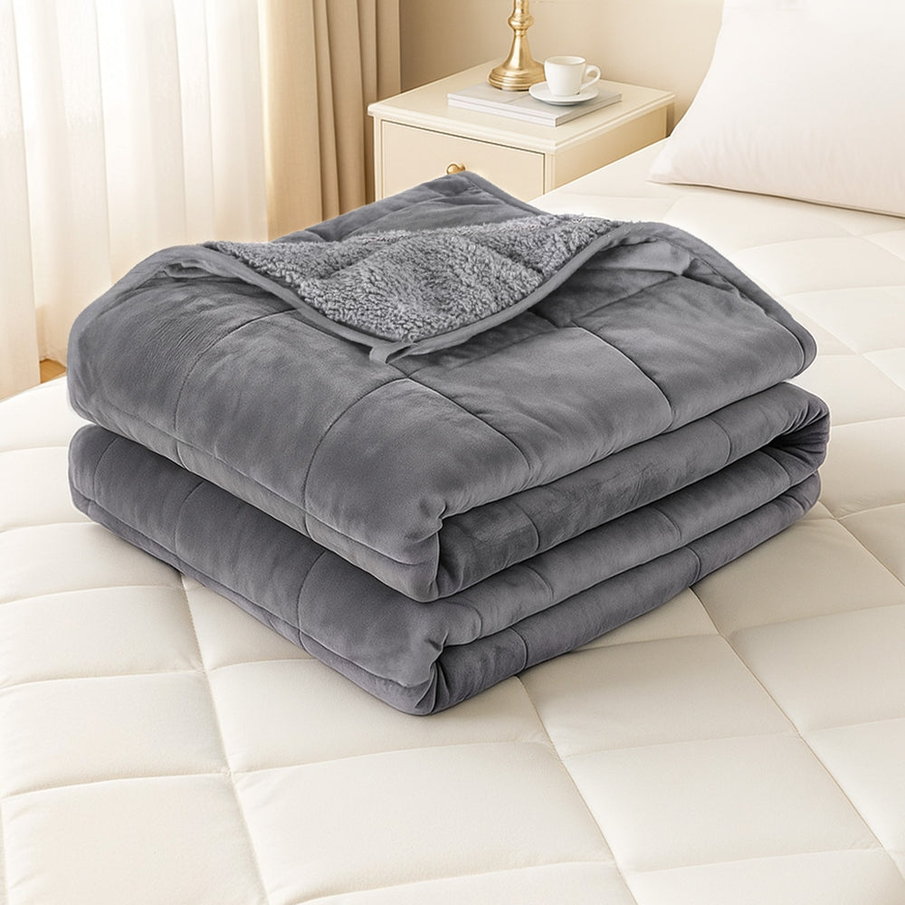Giselle Bedding Weighted Blanket 6.8KG Sherpa Fleece Heavy Comfort Blanket Grey 120x180cm