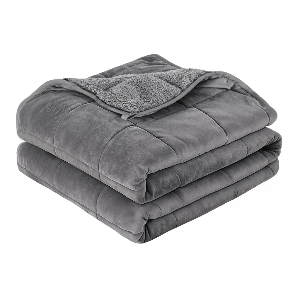 Giselle Bedding 9KG Weighted Blanket Sherpa Fleece Heavy Comfort Blanket Grey 152x203cm
