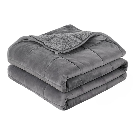 Giselle Bedding 9KG Weighted Blanket Sherpa Fleece Heavy Comfort Blanket Grey 152x203cm