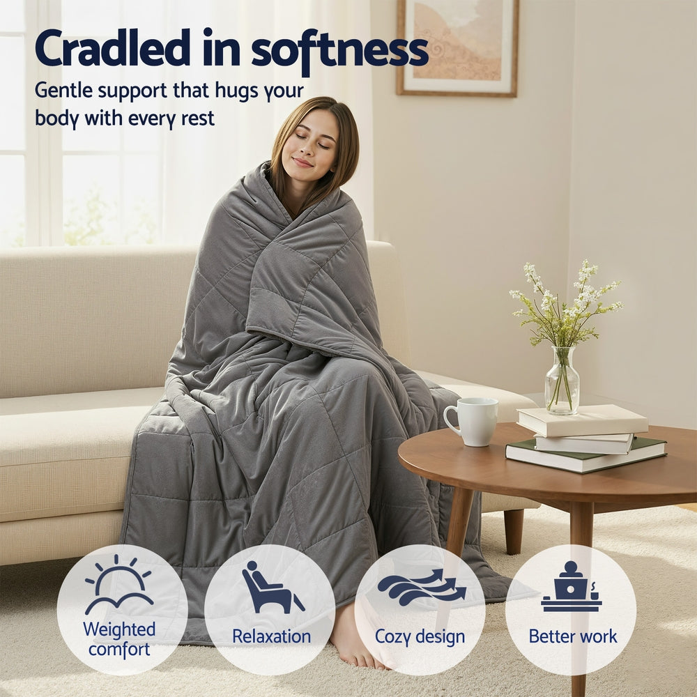 Giselle Bedding 9KG Weighted Blanket Sherpa Fleece Heavy Comfort Blanket Grey 152x203cm