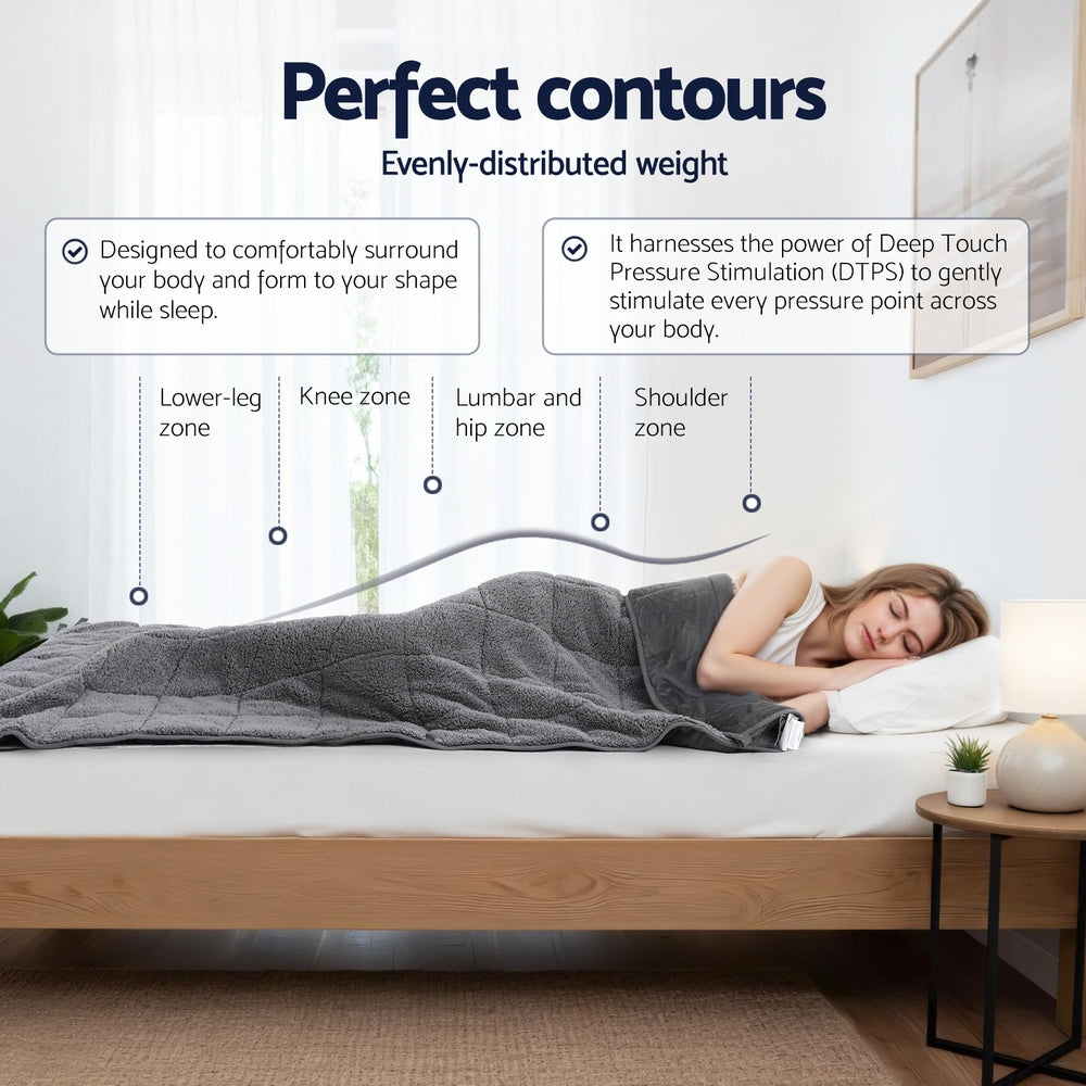 Giselle Bedding 9KG Weighted Blanket Sherpa Fleece Heavy Comfort Blanket Grey 152x203cm
