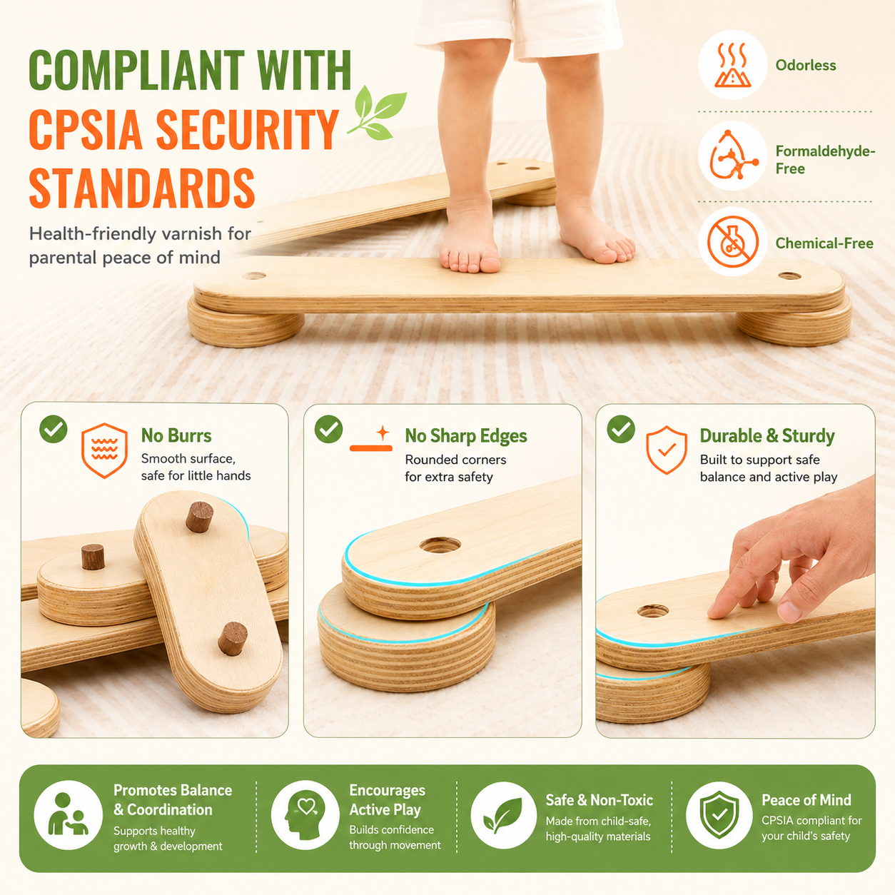 Montessori Wooden Balance Beam Set for Kids | Sensory Stepping Stones
