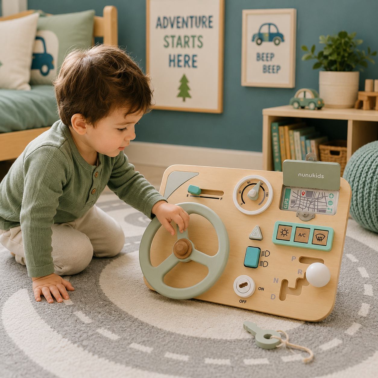 Montessori Busy Steering Wheel Activity Board
