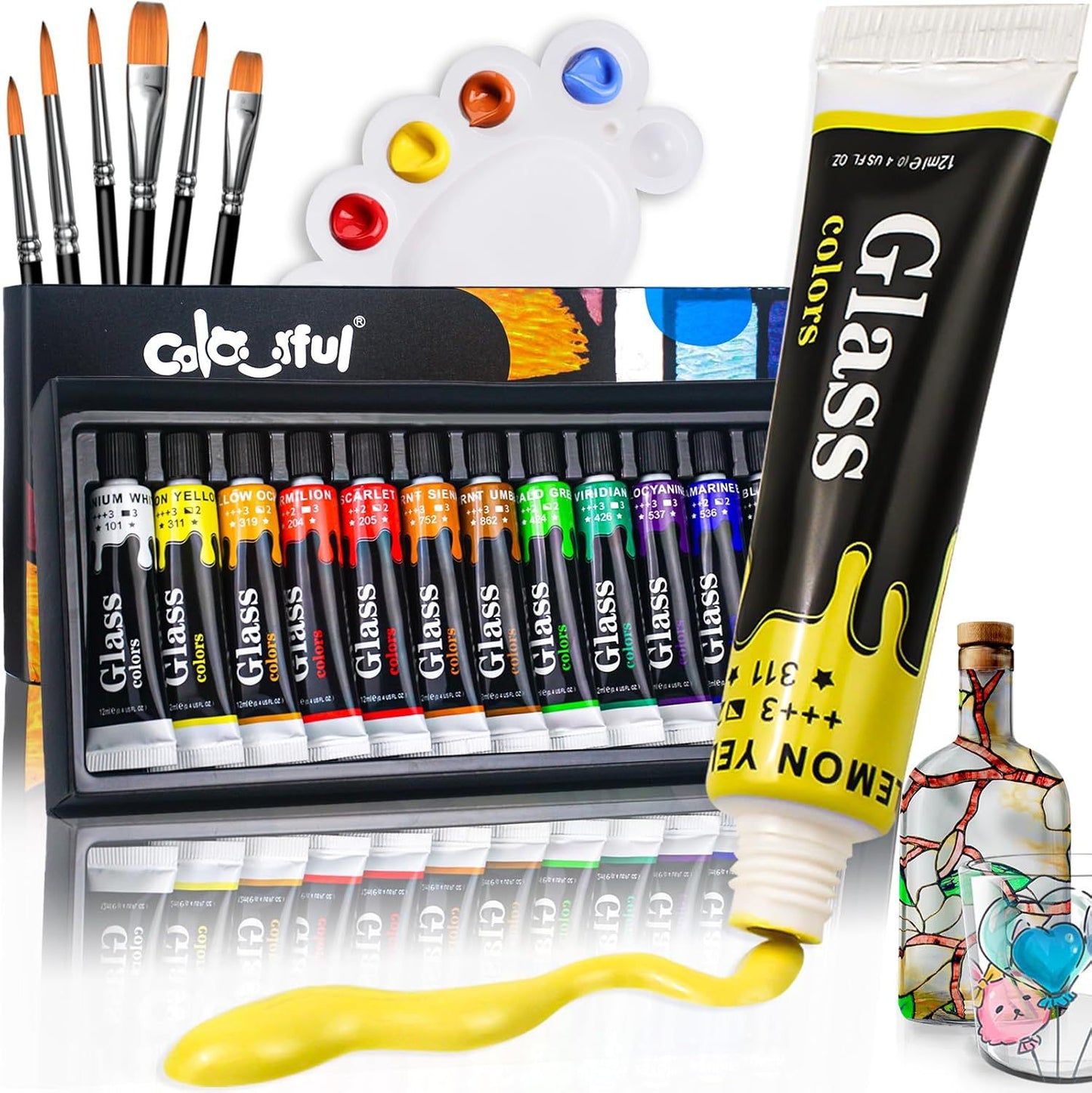 Cailefu Professional Glass & Textile Paint Sets (Ages 7–8+)