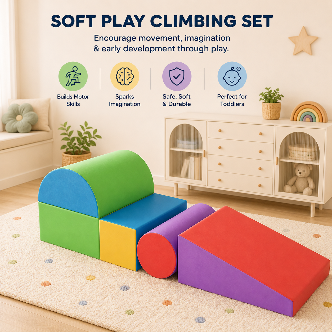 Soft Play Climbing Blocks Set – Kids Sensory Obstacle Course