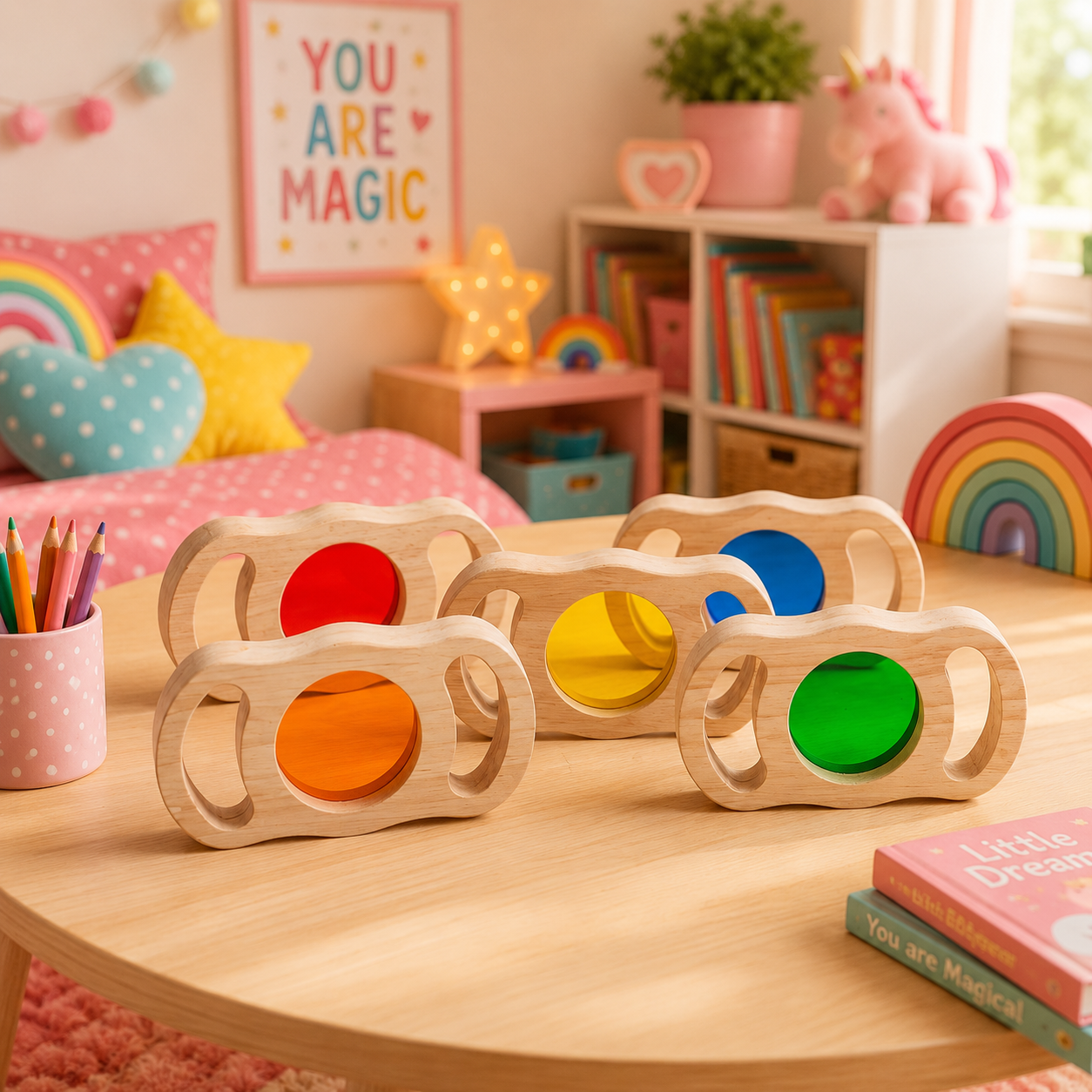 See Through Coloured Blocks with Handles Sensory Learning Toy for Kids