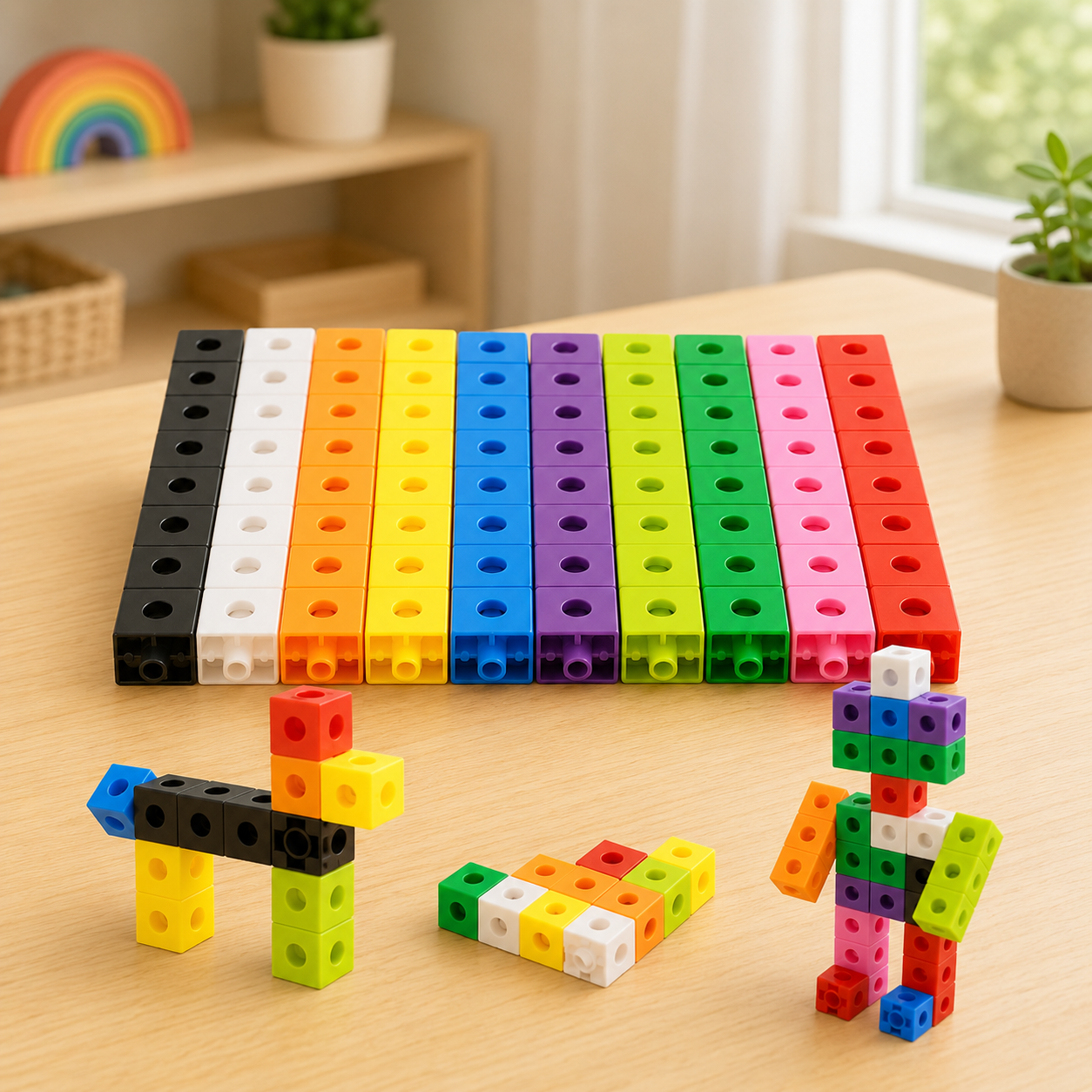 100PCS Snap Cubes Math Linking Blocks for Kids – Educational STEM Construction & Counting Toy