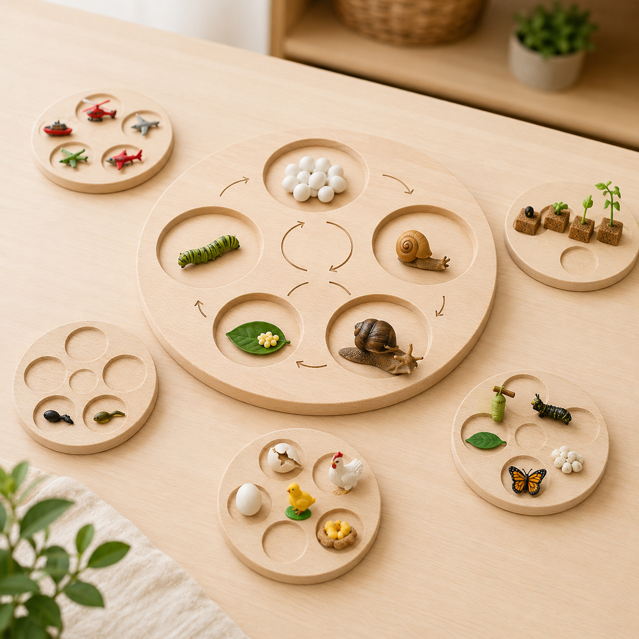 Montessori Life Cycle Learning Board – Wooden Growth Cycle Matching & Cognitive Development Toy