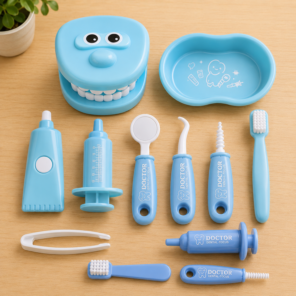 9 Piece Kids Dentist Pretend Play Set – Educational Dental Toy Kit with Teeth Model & Tools