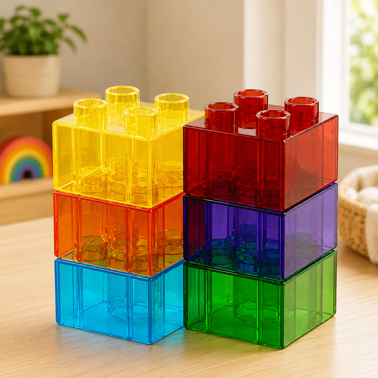 30PCS Transparent Building Blocks for Kids – Large Colourful Sensory STEM Bricks Compatible with Duplo