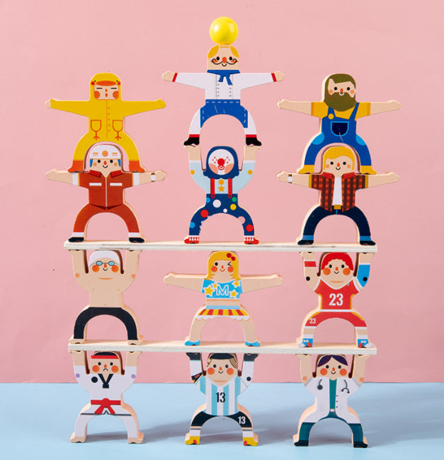 Wooden Character Stacking Set – Fine Motor, Sensory & Cognitive Skills Builder (Ages 4–8)